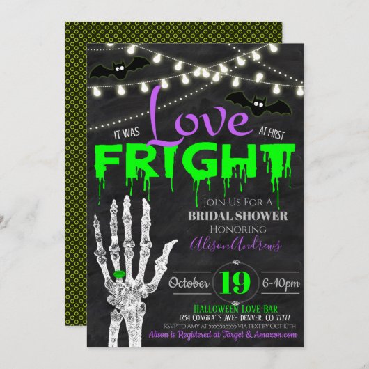 Invitation de la douche nuptiale d'Halloween (Devant / Derrière)