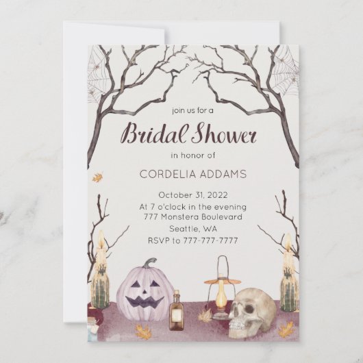 Invitation de la douche nuptiale du crâne Citrouil (Devant)