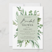 Invitation de la douche nuptiale du feuillage vert (Devant)