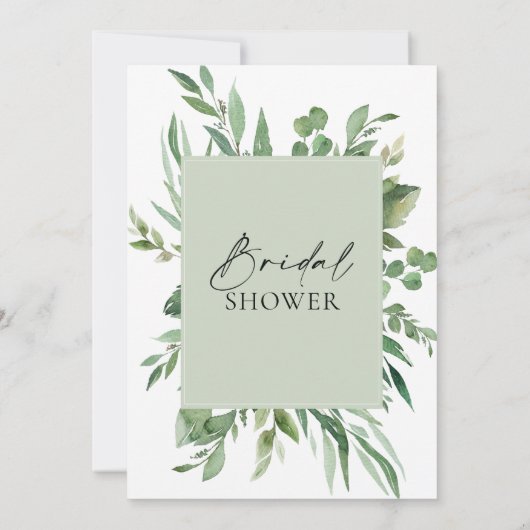 Invitation de la douche nuptiale du feuillage vert (Dos)