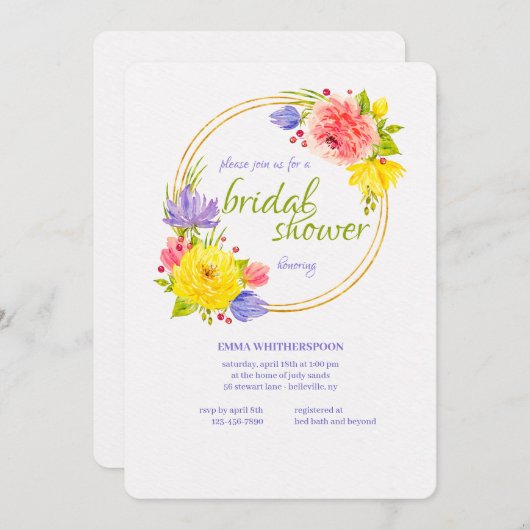 Invitation de la douche nuptiale du printemps (Devant / Derrière)