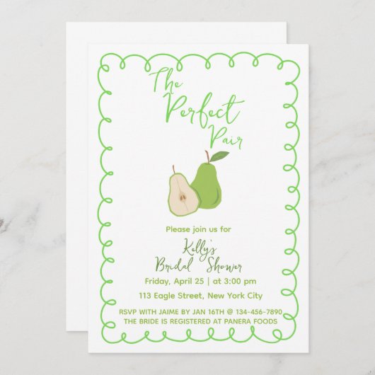 Invitation de la douche nuptiale du printemps du J (Devant / Derrière)