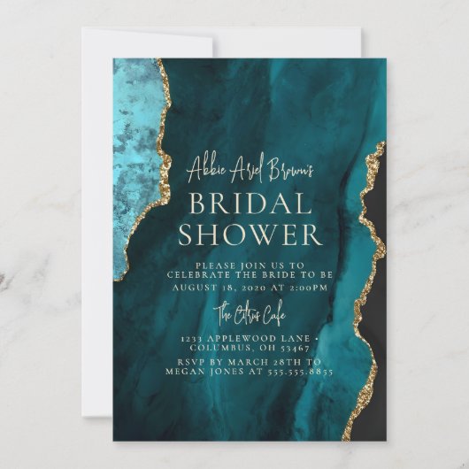 Invitation de la douche nuptiale Emerald (Devant)