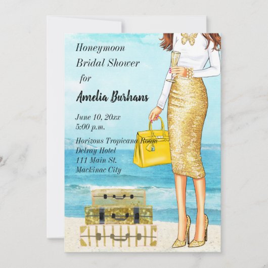 Invitation de la douche nuptiale en lune de miel T (Devant)