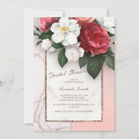 Invitation de la douche nuptiale en marbre (Devant)