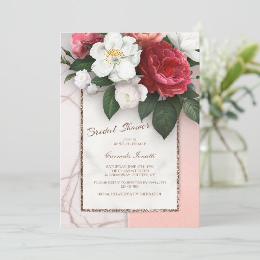 Invitation de la douche nuptiale en marbre (Debout devant)