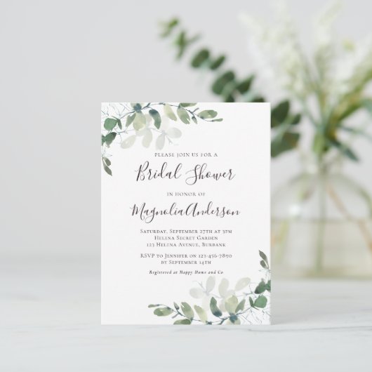 Invitation de la douche nuptiale Eucalyptus (Debout devant)