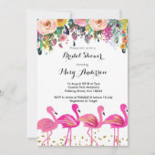 Invitation de la douche nuptiale Flamant rose (Devant)
