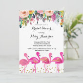 Invitation de la douche nuptiale Flamant rose (Debout devant)
