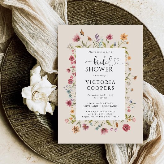 Invitation de la douche nuptiale Fleur sauvage Boh