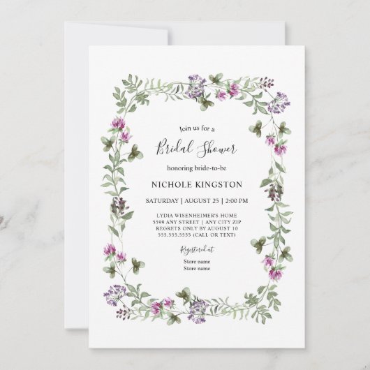 Invitation de la douche nuptiale Fleur sauvage de (Devant)