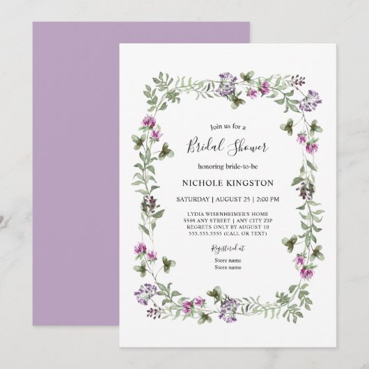 Invitation de la douche nuptiale Fleur sauvage de (Devant / Derrière)