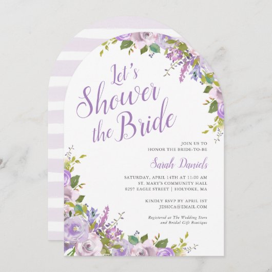 Invitation de la douche nuptiale florale Lilac (Devant / Derrière)