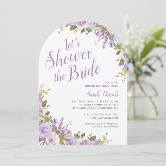 Invitation de la douche nuptiale florale Lilac (Debout devant)
