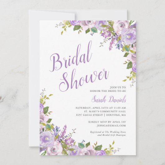 Invitation de la douche nuptiale florale Lilac (Devant)