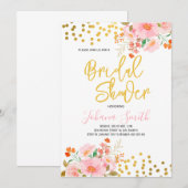 Invitation de la douche nuptiale Gold Floral Sprin (Devant / Derrière)