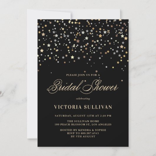 Invitation de la douche nuptiale Gold Star Confett (Devant)