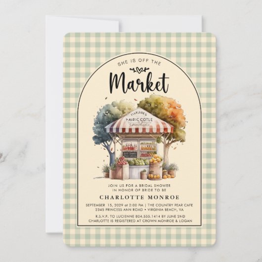 Invitation de la douche nuptiale hors du marché (Devant)