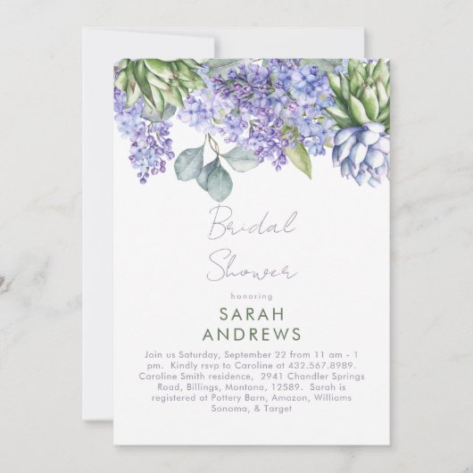 Invitation de la douche nuptiale Lilac (Devant)