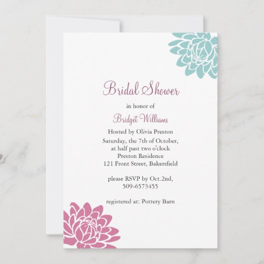 Invitation de la douche nuptiale Lotus Flower (Devant)