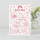 Invitation de la douche nuptiale Love & Pizza (Debout devant)