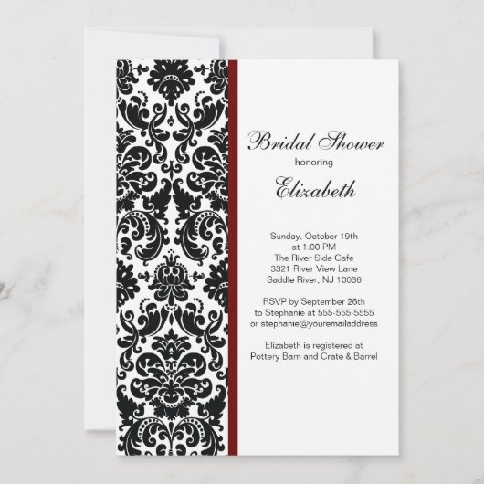 Invitation de la douche nuptiale Merlot Red (Devant)