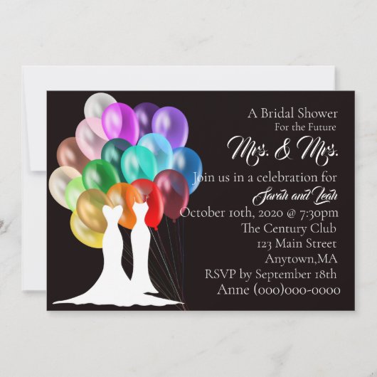 Invitation de la douche nuptiale Mme & Mme (Devant)