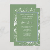 Invitation de la douche nuptiale Moss Green Flouri (Devant / Derrière)