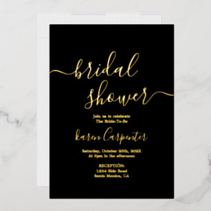 Invitation de la douche nuptiale noire et véritabl