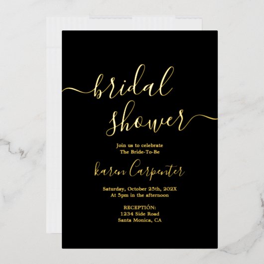 Invitation de la douche nuptiale noire et véritabl (Enveloppe)