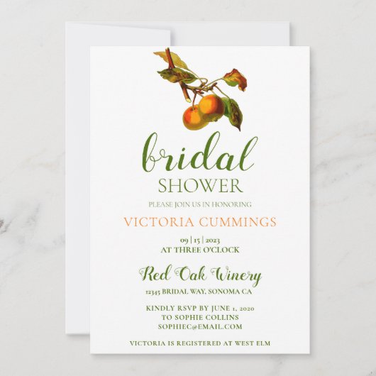 Invitation de la douche nuptiale Peach (Devant)