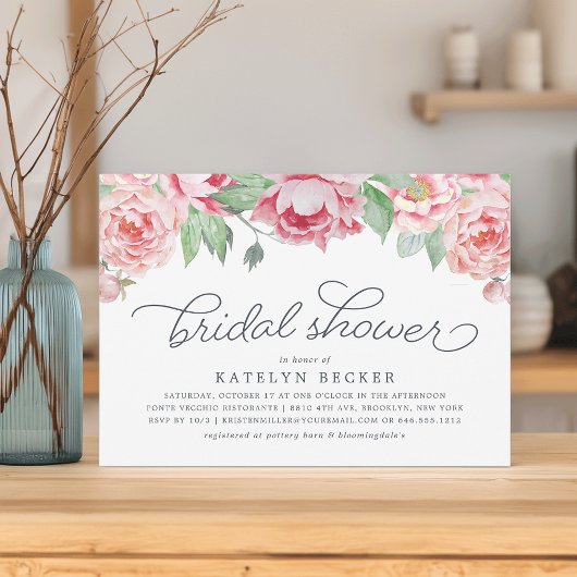 Invitation de la douche nuptiale Peony antique
