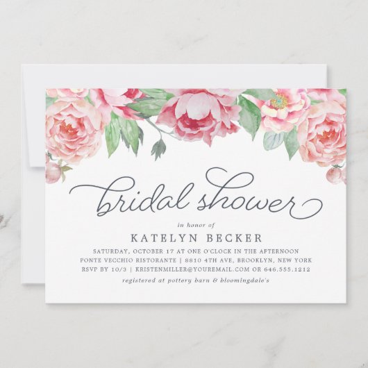 Invitation de la douche nuptiale Peony antique (Devant)