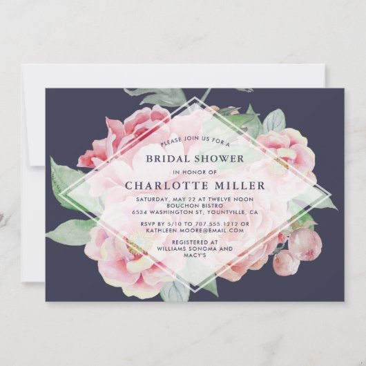 Invitation de la douche nuptiale Peony antique (Devant)