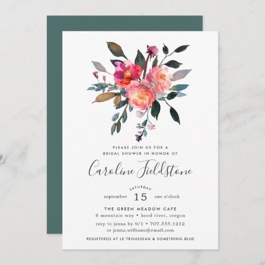 Invitation de la douche nuptiale Posy Forest (Devant / Derrière)