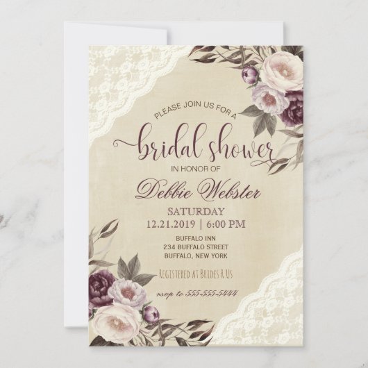 Invitation de la douche nuptiale Profondes Purple  (Devant)