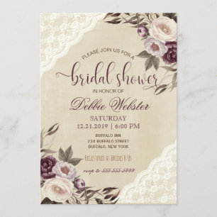 Invitation de la douche nuptiale Profondes Purple 