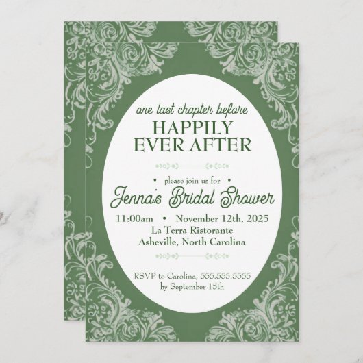 Invitation de la douche nuptiale Rococo | Jardin V (Devant / Derrière)