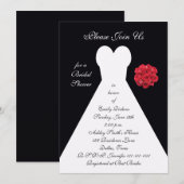 Invitation de la douche nuptiale - Roses rouges nu (Devant / Derrière)