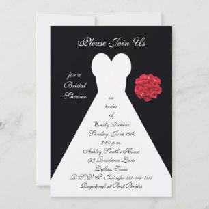 Invitation de la douche nuptiale - Roses rouges nu