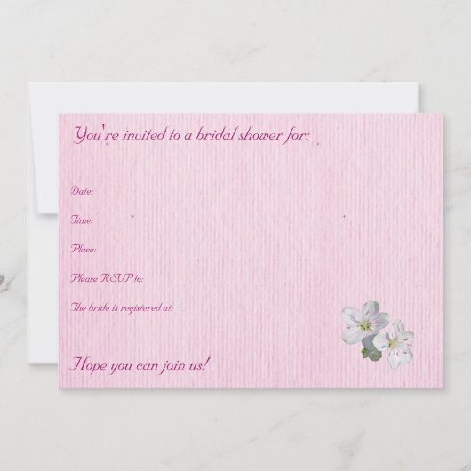 Invitation de la douche nuptiale Spring Beauté (Dos)