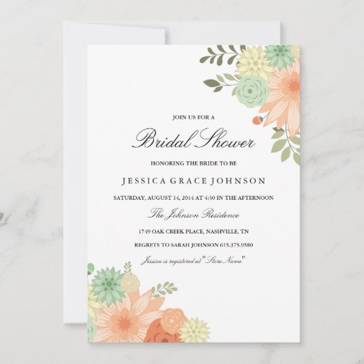 Invitation de la douche nuptiale Spring Foliage (Devant)