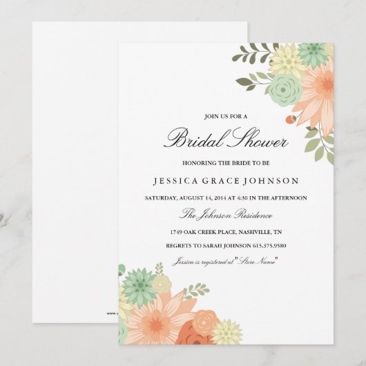 Invitation de la douche nuptiale Spring Foliage (Devant / Derrière)