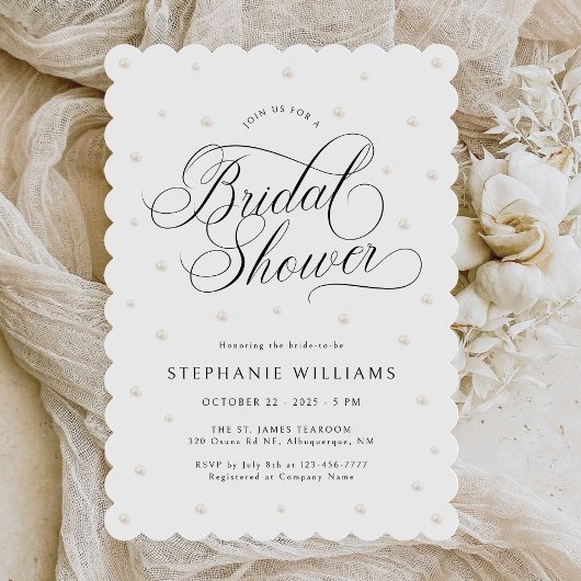 Invitation de la douche nuptiale White Pearls
