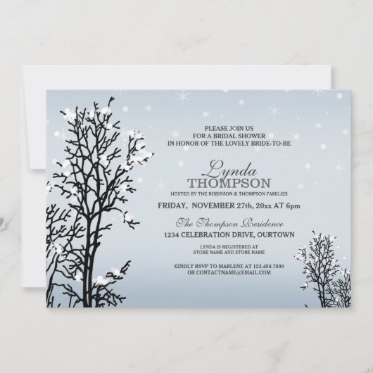 Invitation de la douche nuptiale Winter Wonderland (Devant)
