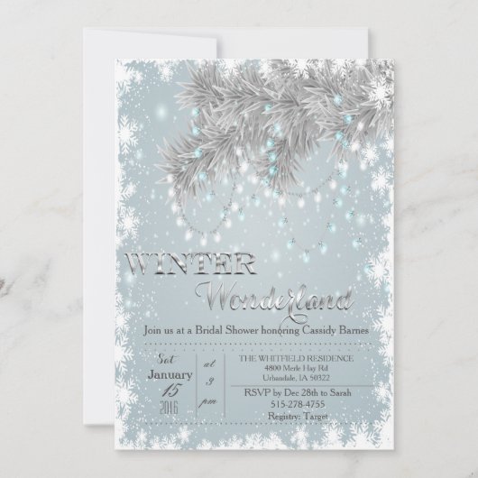 Invitation de la douche nuptiale Winter Wonderland (Devant)