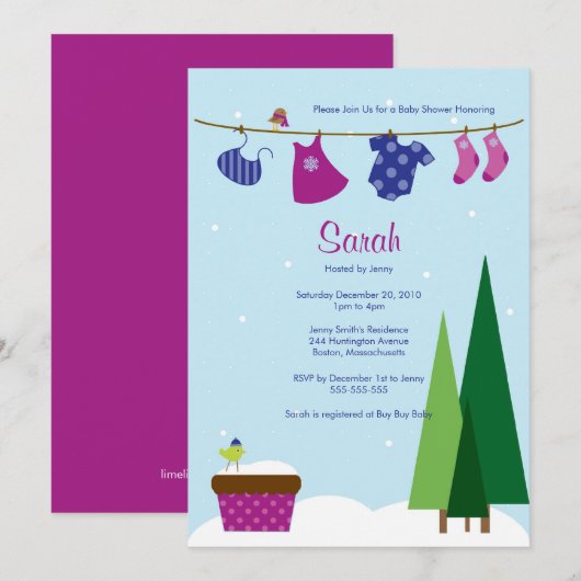 Invitation de la douche pour bébés (Devant / Derrière)