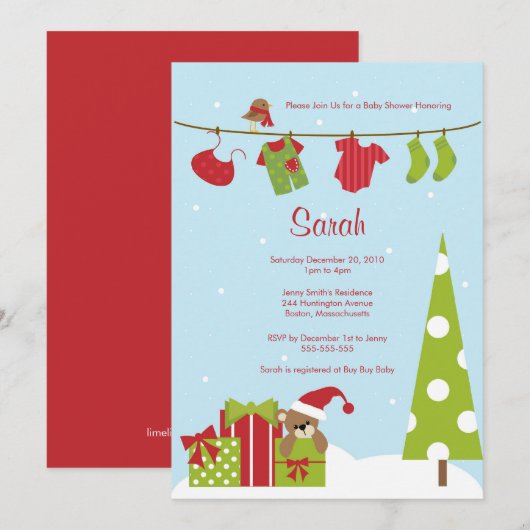 Invitation de la douche pour bébés (Devant / Derrière)