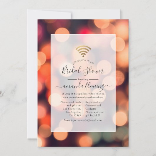 Invitation de la douche virtuelle Bokeh Lights (Devant)