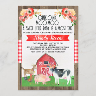 Invitation de la ferme baby shower